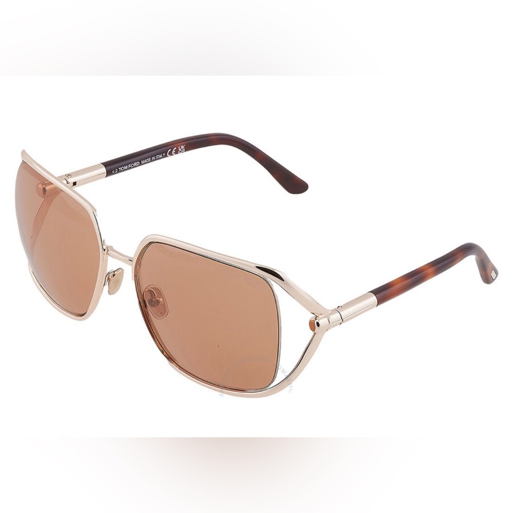 TOM FORD Goldie FT1092 Rose Gold/Havana Brown Butterfly Ladies Sunglasses - Picture 3 of 13